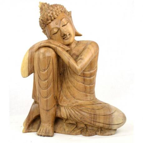 Bouddha Penseur Grande Statue De Bouddha Zen En Bois Naturel