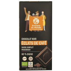 Chocolat noir Café 100 gr, cacao 60 % bio