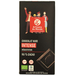 Chocolat noir intense 100 gr, cacao 85% bio