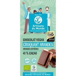 Chocolat croquant Amande 100 gr, cacao 41 % bio