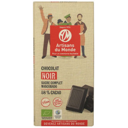 Chocolat noir 100 gr, cacao 58% bio