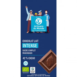 Chocolat au lait intense100 gr, cacao 42% bio