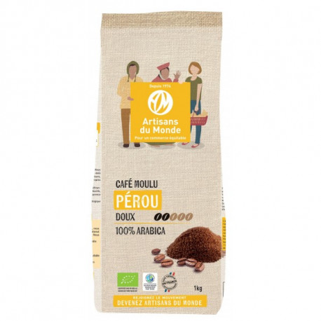 Café moulu doux bio Pérou 1 kg