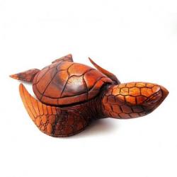 Statue Tortue de mer XL 50cm. Sculpture sur bois artisanale.