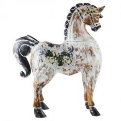 Cheval en Bois Sculpté et Peint à la Main - Décoration à Poser 50cm - Taille M