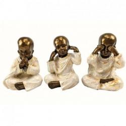 Les 3 statues Bébés Bouddhas de la sagesse 20cm