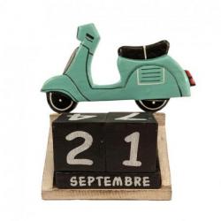 Calendrier Perpétuel en Bois décor Scooter Turquoise