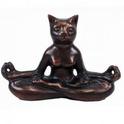 Statuette Chat Yoga en posture du Lotus 20cm