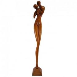 Couple d'Amoureux Statue Abstraite 105cm en Bois