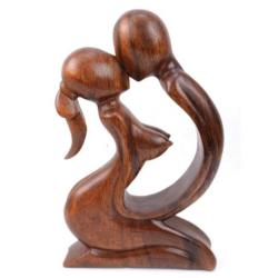 Statue abstraite Couple Sensuel 20cm en bois