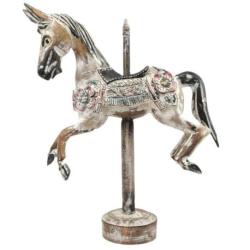 Cheval de Carrousel 40cm - Bois Sculpté et Peint à la Main