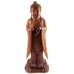 Grand Bouddha debout 60cm - Bois massif sculpté main