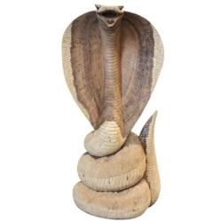 Grande Statue Serpent Cobra 100cm en bois sculpté