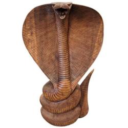 Grande Sculpture Serpent Cobra 100cm en bois