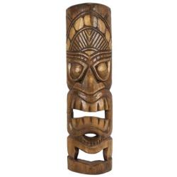 Masque Tiki 50cm en Bois Sculpté - Décoration Exotique